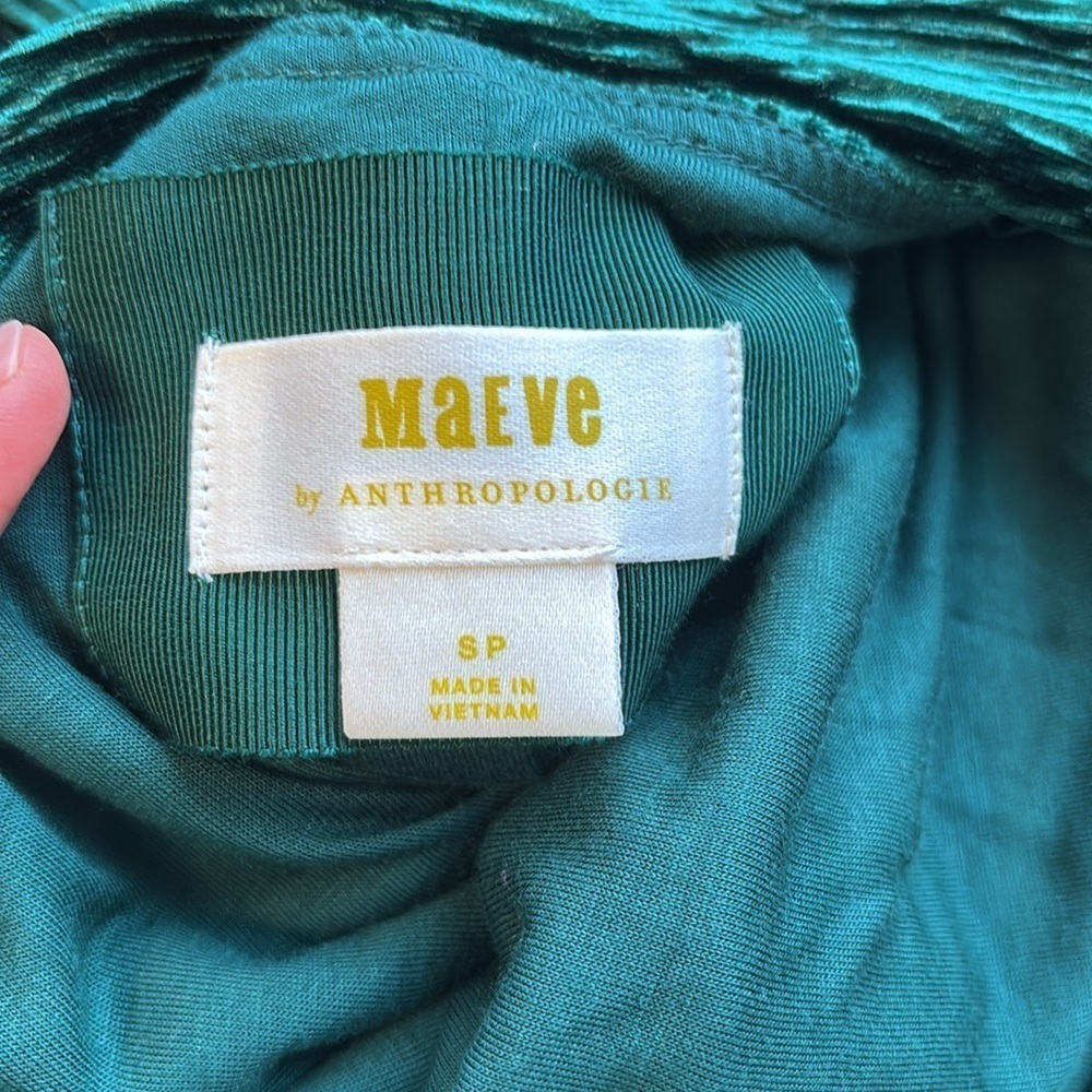 Maeve SP Green Sleeveless Dress velvet - Picture 6 of 8